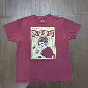 Riot Society | Men's Marron Large T-Shirt | Geisha Flower Garden